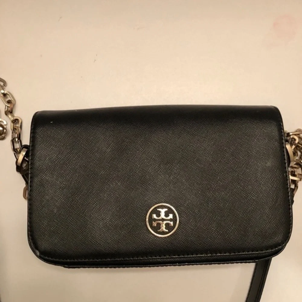 Tory Burch black saffiano leather crossbody bag